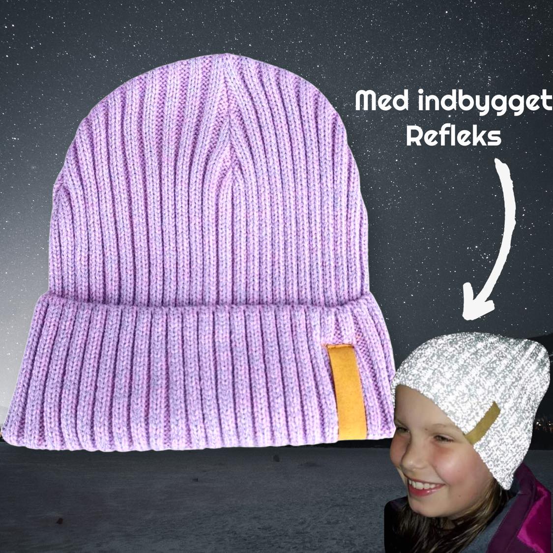 1. Blaue Namensmütze, First Edition, gestrickt mit Reflex